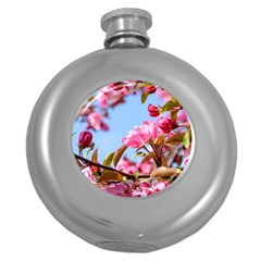 Crab Apple Blossoms Round Hip Flask (5 Oz) by FunnyCow