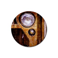 Vintage Off Roader Car Headlight Rubber Round Coaster (4 Pack)  by FunnyCow