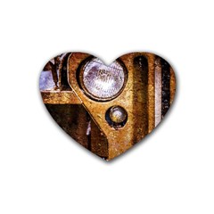 Vintage Off Roader Car Headlight Rubber Coaster (heart)  by FunnyCow