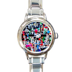 Time To Choose A Scooter Round Italian Charm Watch by FunnyCow