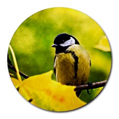 Tomtit Bird Dressed To The Season Round Mousepads by FunnyCow