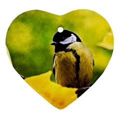 Tomtit Bird Dressed To The Season Ornament (heart) by FunnyCow