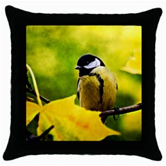 Tomtit Bird Dressed To The Season Throw Pillow Case (black) by FunnyCow