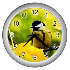 Tomtit Bird Dressed To The Season Wall Clock (silver) by FunnyCow