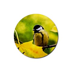 Tomtit Bird Dressed To The Season Rubber Round Coaster (4 Pack)  by FunnyCow