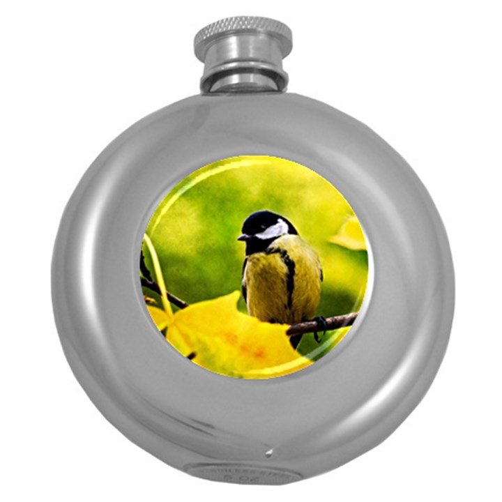 Tomtit Bird Dressed To The Season Round Hip Flask (5 oz)