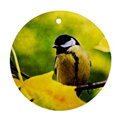 Tomtit Bird Dressed To The Season Round Ornament (two Sides) by FunnyCow