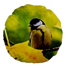 Tomtit Bird Dressed To The Season Large 18  Premium Round Cushions by FunnyCow