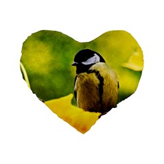 Tomtit Bird Dressed To The Season Standard 16  Premium Heart Shape Cushions by FunnyCow