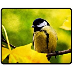 Tomtit Bird Dressed To The Season Double Sided Fleece Blanket (medium)  by FunnyCow