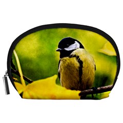 Tomtit Bird Dressed To The Season Accessory Pouches (large)  by FunnyCow