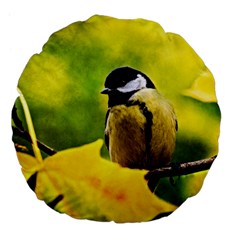 Tomtit Bird Dressed To The Season Large 18  Premium Flano Round Cushions by FunnyCow