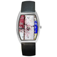 Abstract Art Of Grunge Wood Barrel Style Metal Watch