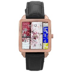 Abstract Art Of Grunge Wood Rose Gold Leather Watch  by FunnyCow