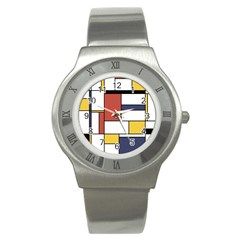 Neoplasticism Style Art Stainless Steel Watch by FunnyCow