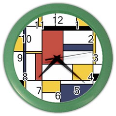 Neoplasticism Style Art Color Wall Clock by FunnyCow