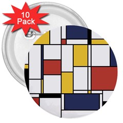 De Stijl Abstract Art 3  Buttons (10 Pack)  by FunnyCow