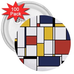 De Stijl Abstract Art 3  Buttons (100 Pack)  by FunnyCow