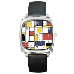 De Stijl Abstract Art Square Metal Watch by FunnyCow