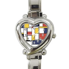 De Stijl Abstract Art Heart Italian Charm Watch by FunnyCow