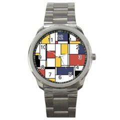 De Stijl Abstract Art Sport Metal Watch by FunnyCow