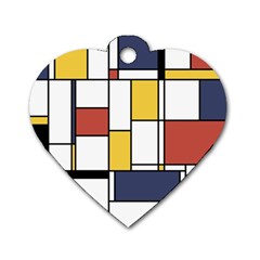 De Stijl Abstract Art Dog Tag Heart (two Sides) by FunnyCow