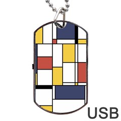 De Stijl Abstract Art Dog Tag Usb Flash (two Sides) by FunnyCow