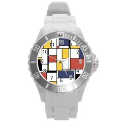 De Stijl Abstract Art Round Plastic Sport Watch (l) by FunnyCow