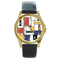 Abstract Art Of Avant Garde Round Gold Metal Watch by FunnyCow