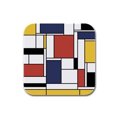 Neoplasticism Abstract Art Rubber Square Coaster (4 Pack)  by FunnyCow