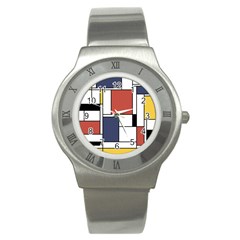 Neoplasticism Abstract Art Stainless Steel Watch by FunnyCow