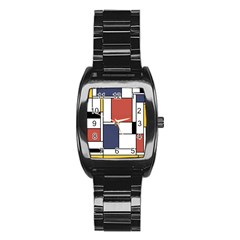 Neoplasticism Abstract Art Stainless Steel Barrel Watch by FunnyCow