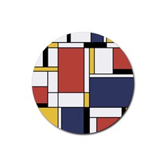 Abstract Art Of De Stijl Rubber Round Coaster (4 Pack)  by FunnyCow