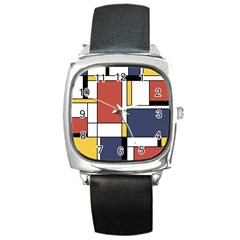 Abstract Art Of De Stijl Square Metal Watch by FunnyCow