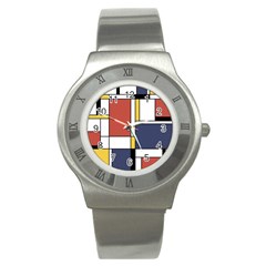 Abstract Art Of De Stijl Stainless Steel Watch by FunnyCow