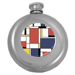 Abstract Art Of De Stijl Round Hip Flask (5 Oz) by FunnyCow