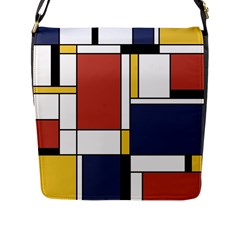 Abstract Art Of De Stijl Flap Messenger Bag (l)  by FunnyCow