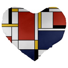 Abstract Art Of De Stijl Large 19  Premium Flano Heart Shape Cushions by FunnyCow