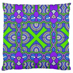 Purple Green Shapes                                  Large Flano Cushion Case (two Sides)