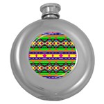 Distorted colorful shapes and stripes                                         Hip Flask (5 oz) Front