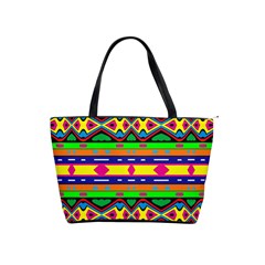 Distorted Colorful Shapes And Stripes                                         Classic Shoulder Handbag by LalyLauraFLM