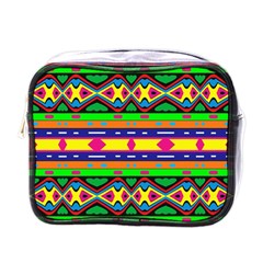 Distorted Colorful Shapes And Stripes                                         Mini Toiletries Bag (one Side) by LalyLauraFLM