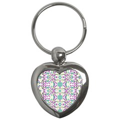 Colorful Modern Floral Baroque Pattern 7500 Key Chains (heart)  by dflcprints