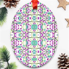 Colorful Modern Floral Baroque Pattern 7500 Oval Ornament (two Sides)