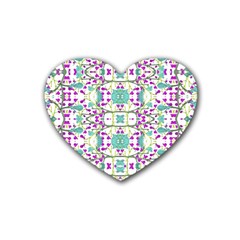 Colorful Modern Floral Baroque Pattern 7500 Rubber Coaster (heart)  by dflcprints