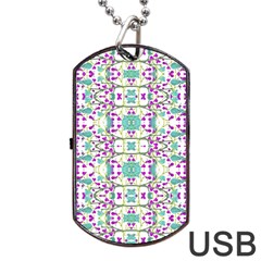 Colorful Modern Floral Baroque Pattern 7500 Dog Tag Usb Flash (one Side) by dflcprints