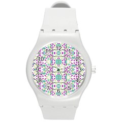 Colorful Modern Floral Baroque Pattern 7500 Round Plastic Sport Watch (m) by dflcprints