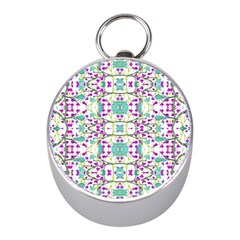 Colorful Modern Floral Baroque Pattern 7500 Mini Silver Compasses by dflcprints