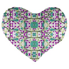 Colorful Modern Floral Baroque Pattern 7500 Large 19  Premium Flano Heart Shape Cushions by dflcprints