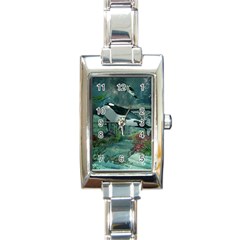 Wonderful Orca In Deep Underwater World Rectangle Italian Charm Watch by FantasyWorld7